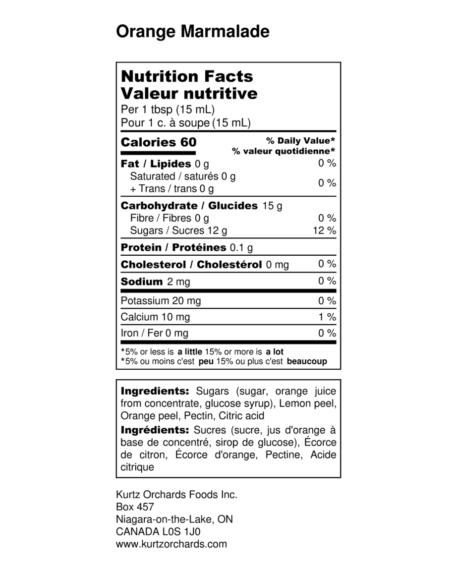 Orange Marmalade Nutritional Information