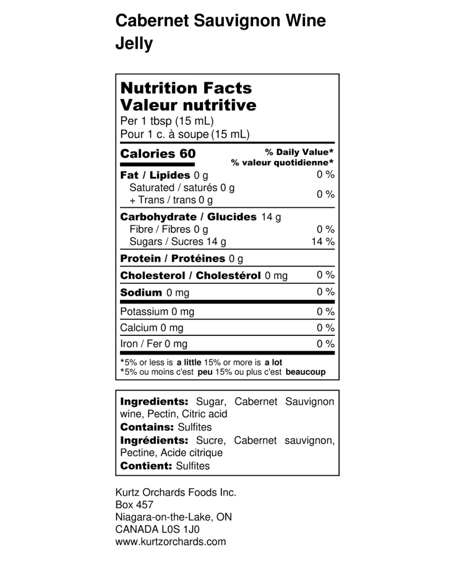 Cabernet Sauvingnon Nutritional Information